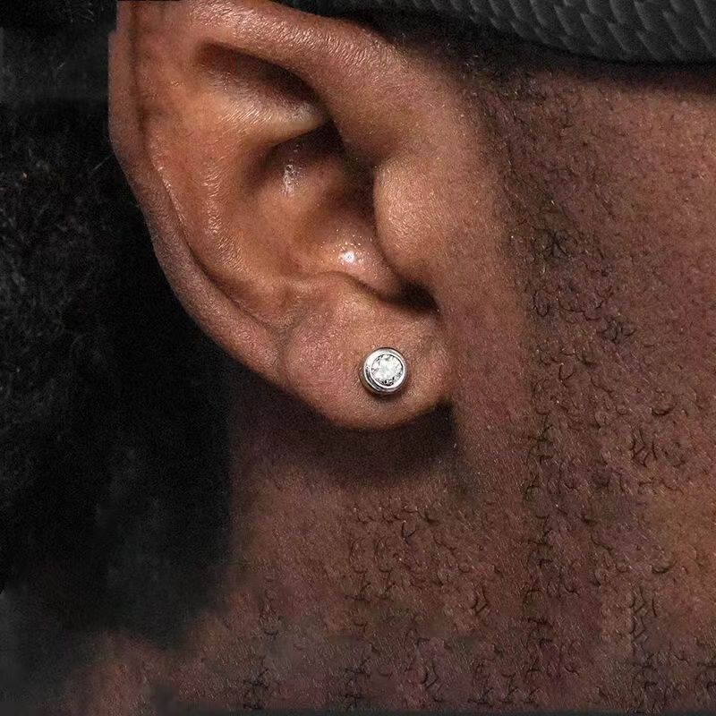 Round Diamond Earrings Magnetic Clip-on Earrings for Men Gifts for men