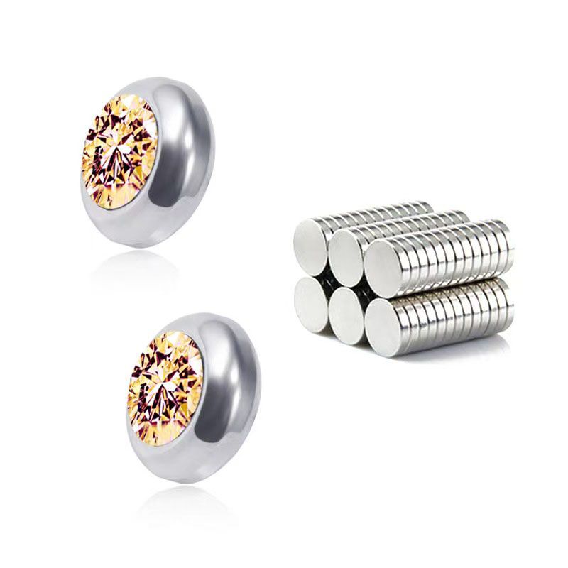 Round Diamond Earrings Magnetic Clip-on Earrings for Men Gifts for men