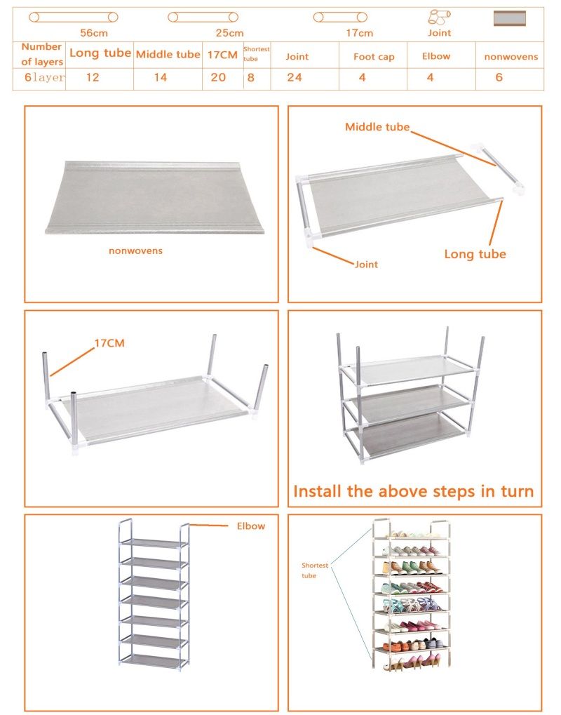 6 Layers Shoes Racks Assemble Shelves Storage Organizing Rack Small Furniture