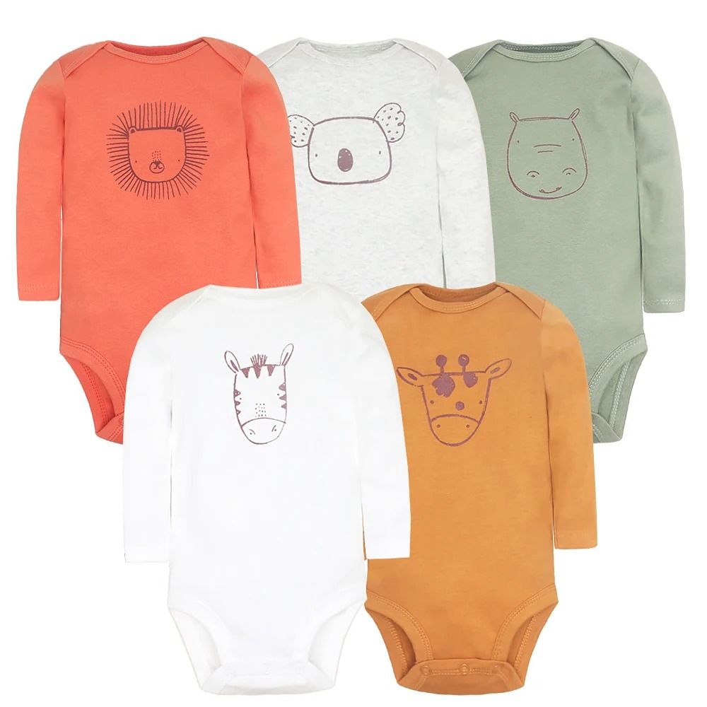 5PCS/LOT Cotton Baby Bodysuits Unisex Infant Jumpsuit Fashion Baby Boys Girls Clothes Long Sleeve Newborn Baby Clothing Set