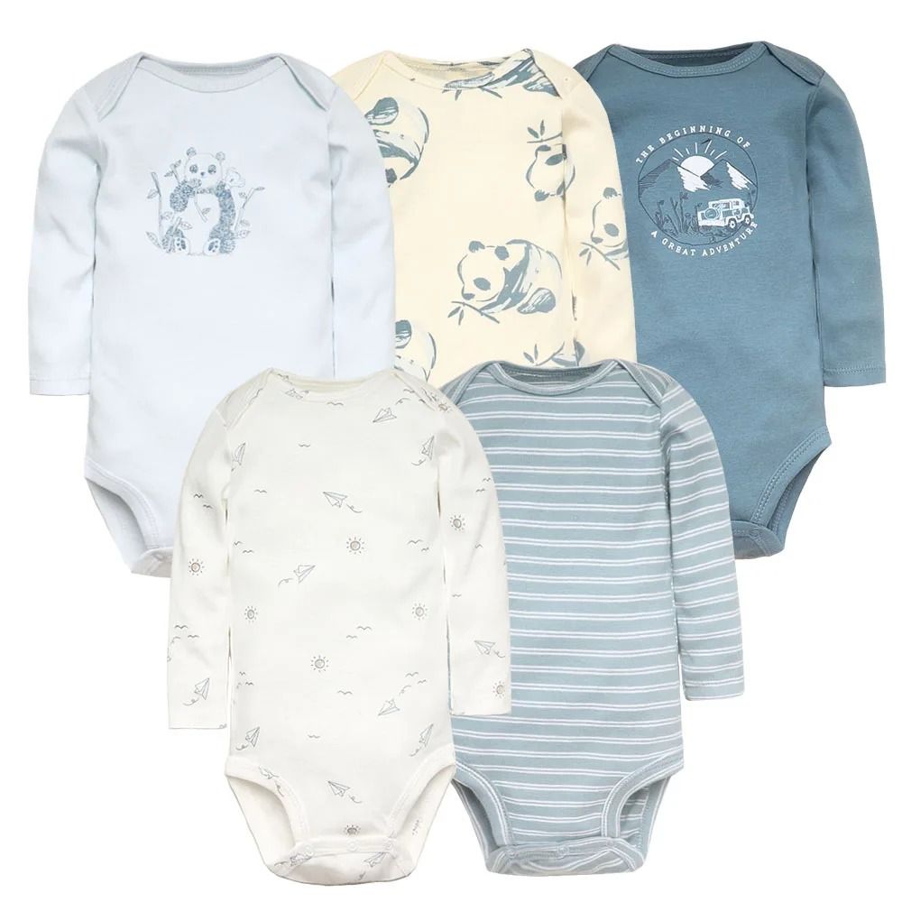 5PCS/LOT Cotton Baby Bodysuits Unisex Infant Jumpsuit Fashion Baby Boys Girls Clothes Long Sleeve Newborn Baby Clothing Set