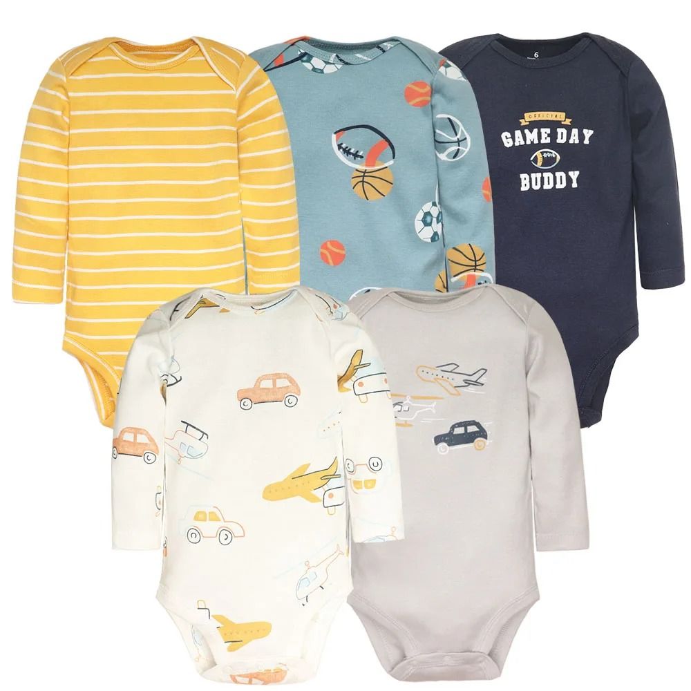 5PCS/LOT Cotton Baby Bodysuits Infant Jumpsuit Fashion Baby Boys Girls Clothes Long Sleeve Newborn Baby Clothing Set