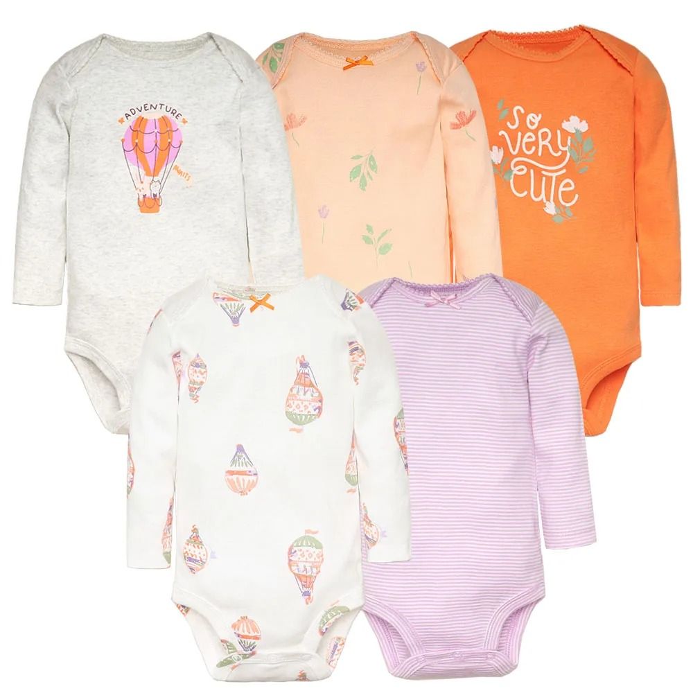 5PCS/LOT Cotton Baby Bodysuits Infant Jumpsuit Fashion Baby Boys Girls Clothes Long Sleeve Newborn Baby Clothing Set