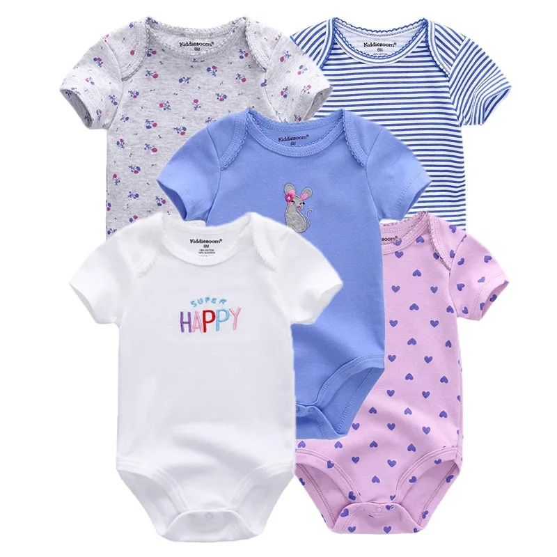 5 Pcs/Lot Newborn Baby Bodysuits Four Seasons Fashion Cartoon Short Sleeve Baby Boy Girl Bodysuits Soft 100%Cotton