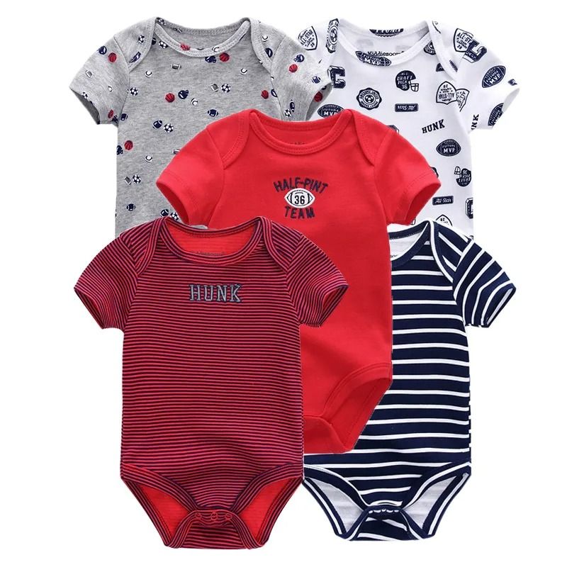 5 Pcs/Lot Newborn Baby Bodysuits Four Seasons Fashion Cartoon Short Sleeve Baby Boy Girl Bodysuits Soft 100%Cotton