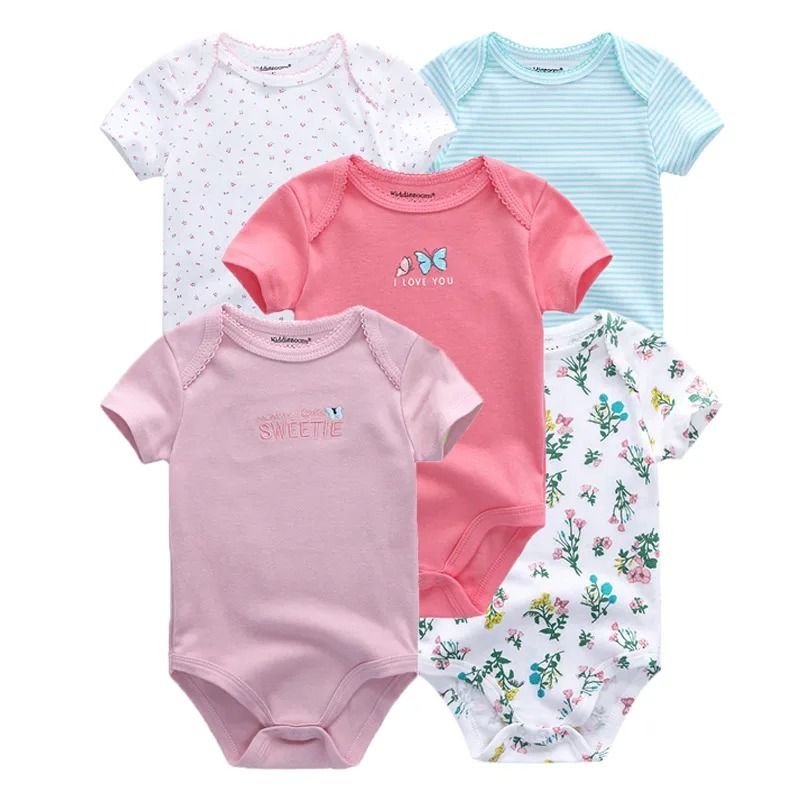5 Pcs/Lot Newborn Baby Bodysuits Four Seasons Fashion Cartoon Short Sleeve Baby Boy Girl Bodysuits Soft 100%Cotton