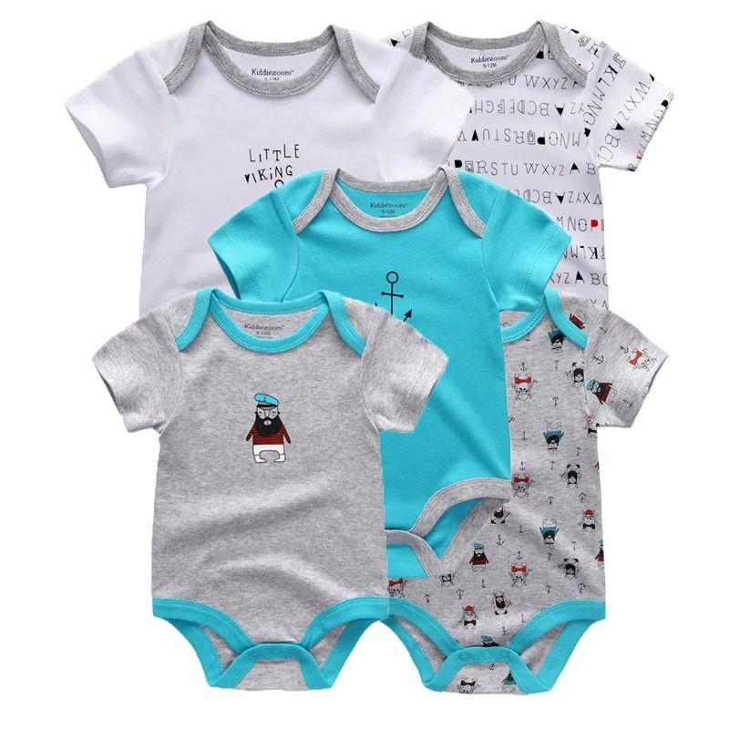 5 Pcs/Lot Newborn Baby Bodysuits Four Seasons Fashion Cartoon Short Sleeve Baby Boy Girl Bodysuits Soft 100%Cotton