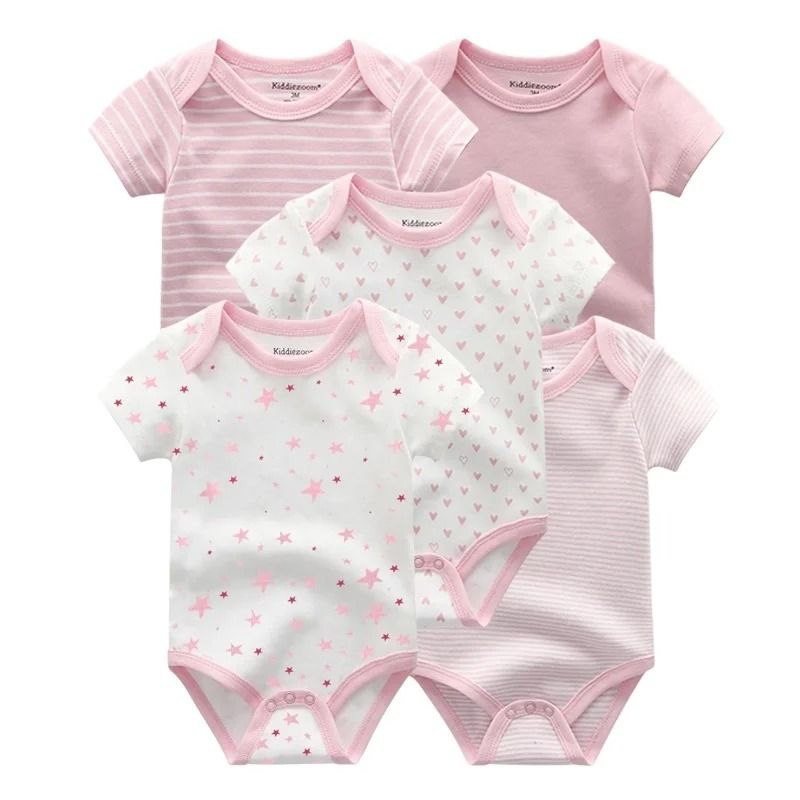5 Pcs/Lot Newborn Baby Bodysuits Four Seasons Fashion Cartoon Short Sleeve Baby Boy Girl Bodysuits Soft 100%Cotton