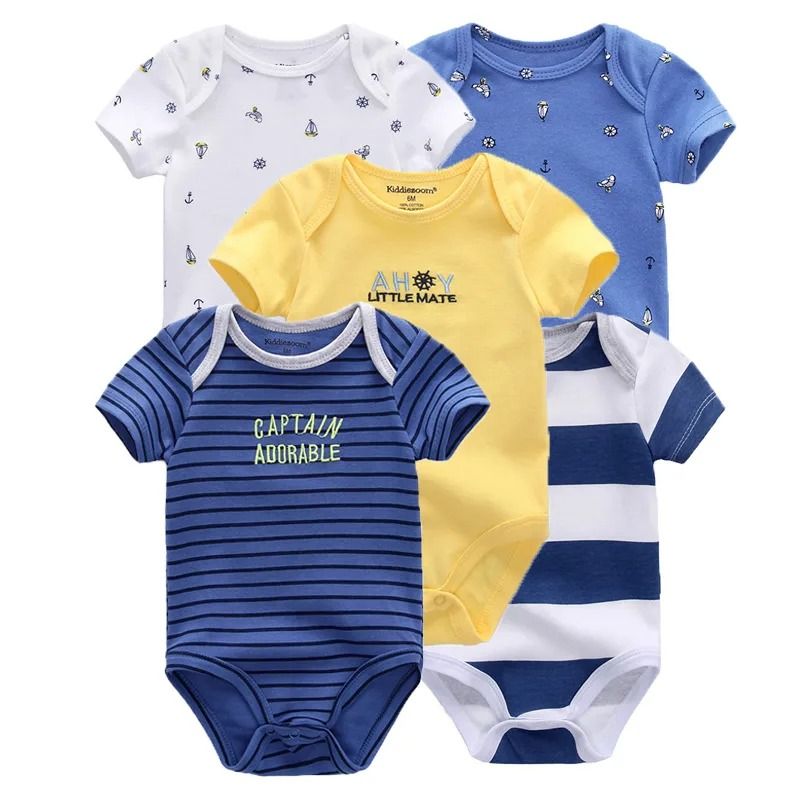 5 Pcs/Lot Newborn Baby Bodysuits Four Seasons Fashion Cartoon Short Sleeve Baby Boy Girl Bodysuits Soft 100%Cotton