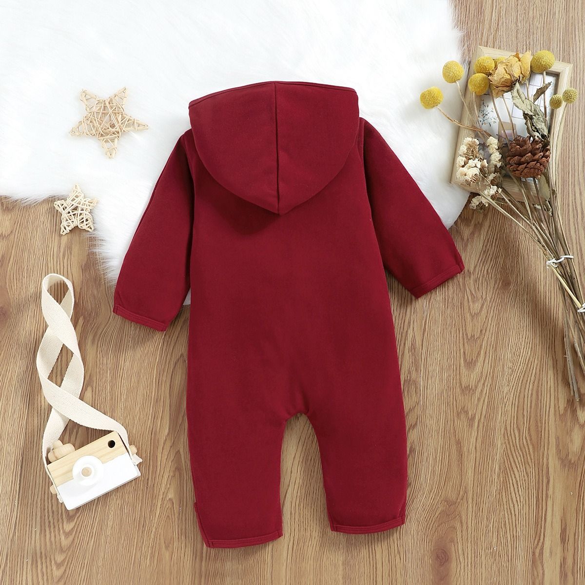 1PIECES Autumn Newborn Clothes Cotton Baby Boy Girl Romper Long Sleeve Knitted Ribbed Hooded Jumpsuit Spring Solid Infant Clothing 0-18M