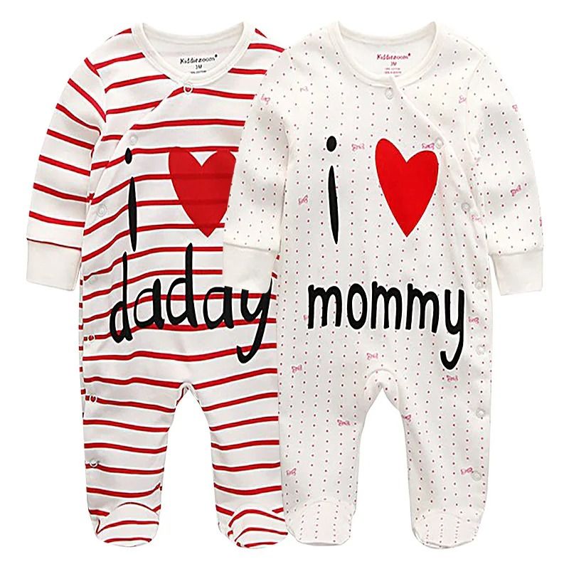 2pieces/lots Baby Play Pajamas Cotton Snap Footed Sleep Long Sleeve Bodysuit for Newborn Baby