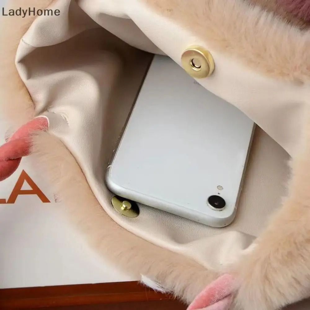 Fashion All Cute Cherry Girl Plush Tote Bag Female Plush Shoulder Handbag Bag Crossbody Winter Girls Canvas Single Autumn