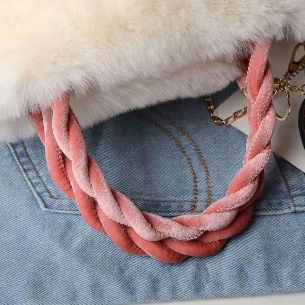 Fashion All Cute Cherry Girl Plush Tote Bag Female Plush Shoulder Handbag Bag Crossbody Winter Girls Canvas Single Autumn