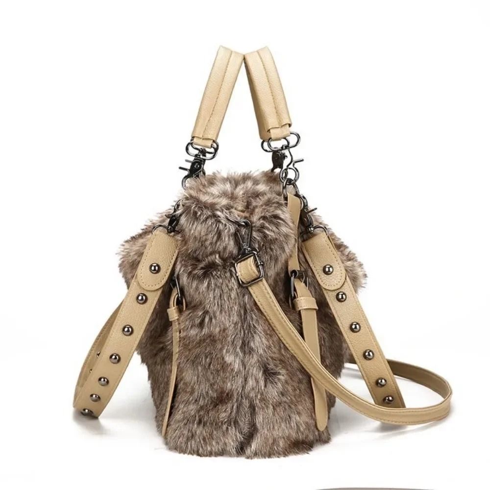 Wool Velvet Women's Mao Mao Plush Bag Wave Handbag Fashion Shoulder Bag Messenger Bag  Autumn and Winter New