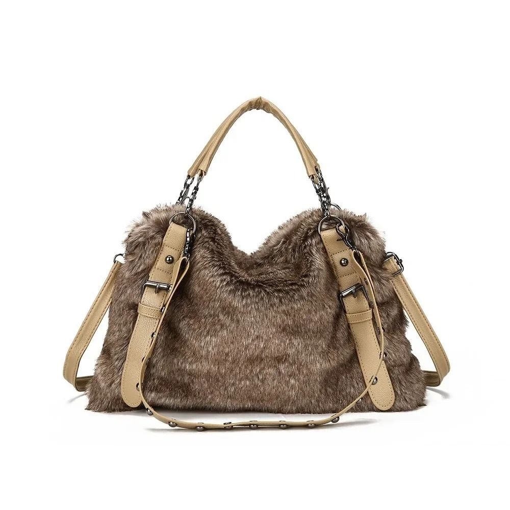 Wool Velvet Women's Mao Mao Plush Bag Wave Handbag Fashion Shoulder Bag Messenger Bag  Autumn and Winter New