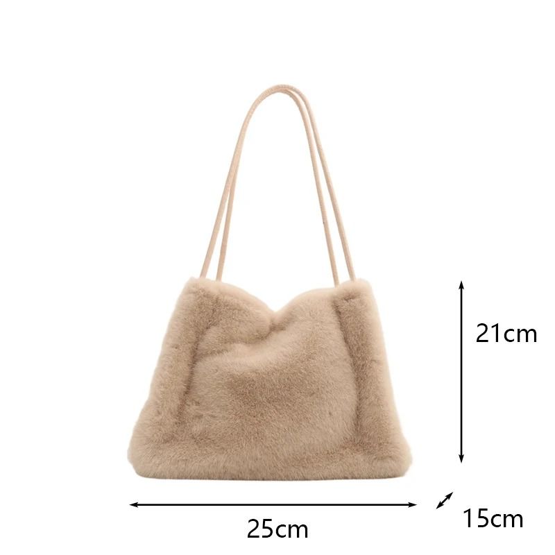 Women Fluffy Shoulder Bag Top-handle Bag New Fashion Female Autumn Winter Handbag Soft Plush Versatile Shopping Tote
