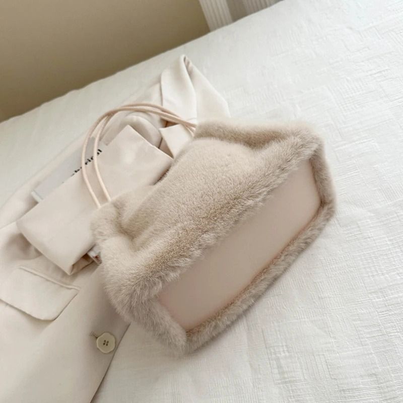 Women Fluffy Shoulder Bag Top-handle Bag New Fashion Female Autumn Winter Handbag Soft Plush Versatile Shopping Tote