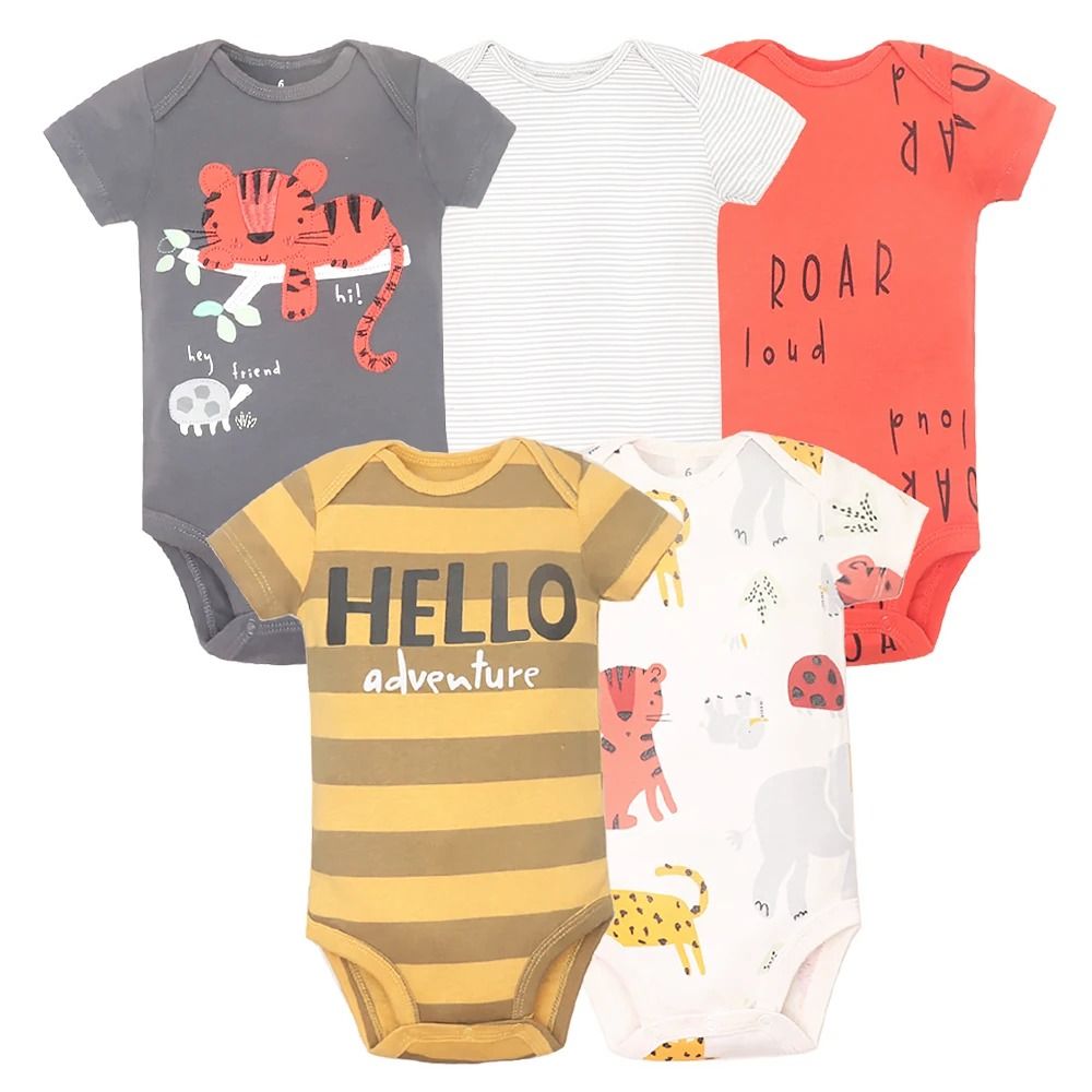 5Pcs/lot Baby Boys Romper Fashion Soft Cotton Summer Clothes Infant Jumpsuit Cartoon Dinosaur Newborn Baby Girl Clothes