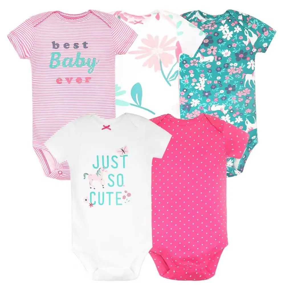 5Pcs/lot Baby Boys Romper Fashion Soft Cotton Summer Clothes Infant Jumpsuit Cartoon Dinosaur Newborn Baby Girl Clothes