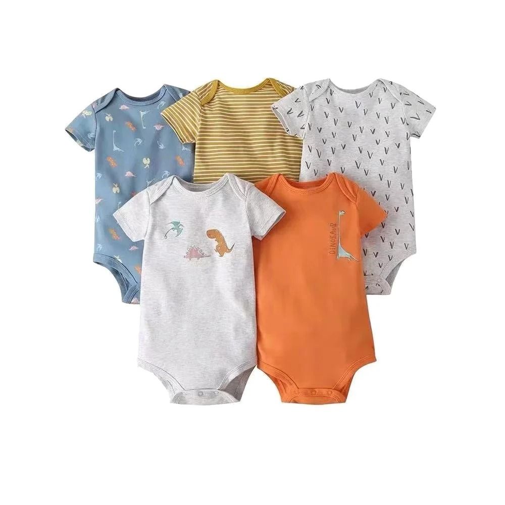 5Pcs/Lot Newborn Baby Clothes Summer Short Sleeve 100% Cotton Infant Baby Boy Romper Quality Toddler Girls Overalls