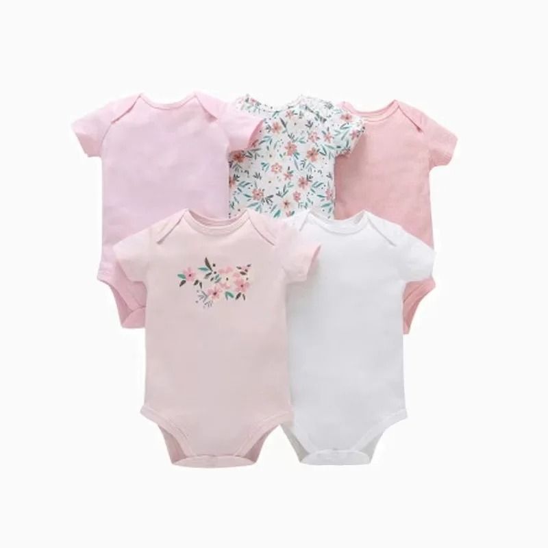 5Pcs/Lot Newborn Baby Clothes Summer Short Sleeve 100% Cotton Infant Baby Boy Romper Quality Toddler Girls Overalls