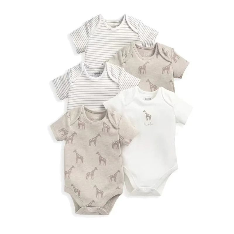 5Pcs/Lot Newborn Baby Clothes Summer Short Sleeve 100% Cotton Infant Baby Boy Romper Quality Toddler Girls Overalls