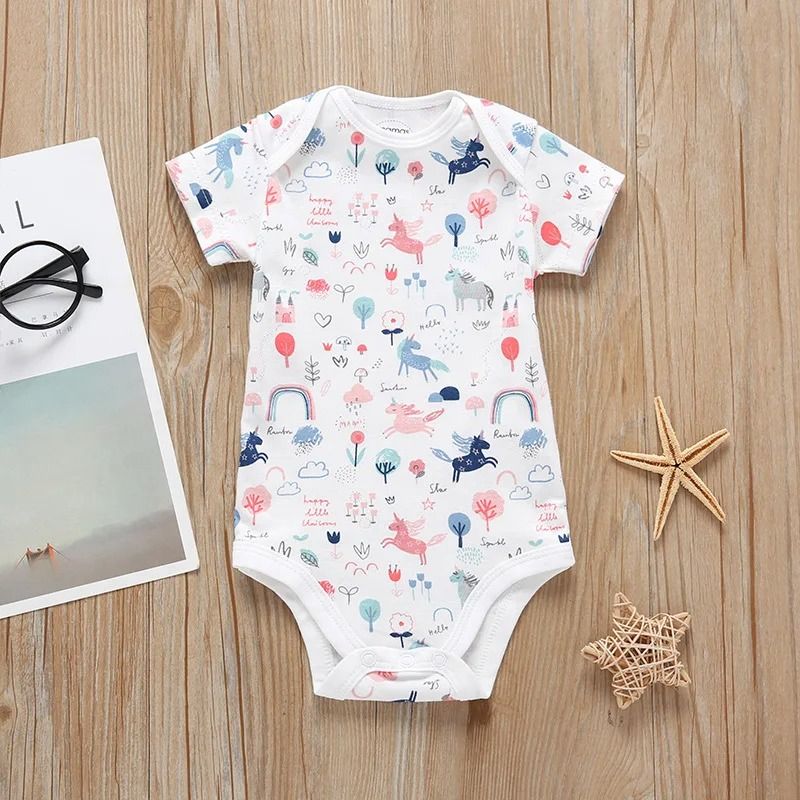 5Pcs/Lot Newborn Baby Clothes Summer Short Sleeve 100% Cotton Infant Baby Boy Romper Quality Toddler Girls Overalls