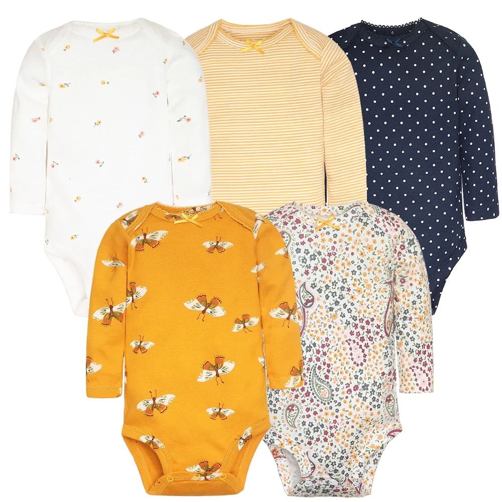 Newborn 5Pieces/Lot Baby Romper Cartoon Whale Print 100% Cotton Girl Boy 0-24M Cute Baby Clothes Infant Bebe Jumpsuits