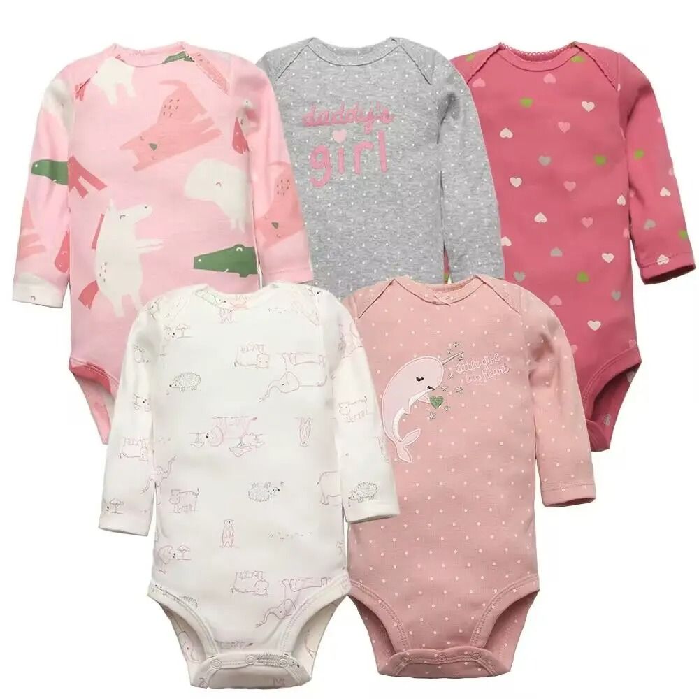 Newborn 5Pieces/Lot Baby Romper Cartoon Jumpsuits Whale Print 100% Cotton Girl Boy 0-24M Cute Baby Clothes Infant Jumpsuits