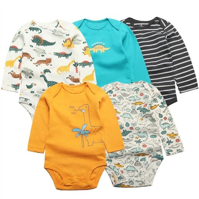Newborn 5Pieces/Lot Baby Romper Cartoon Jumpsuits Whale Print 100% Cotton Girl Boy 0-24M Cute Baby Clothes Infant Jumpsuits
