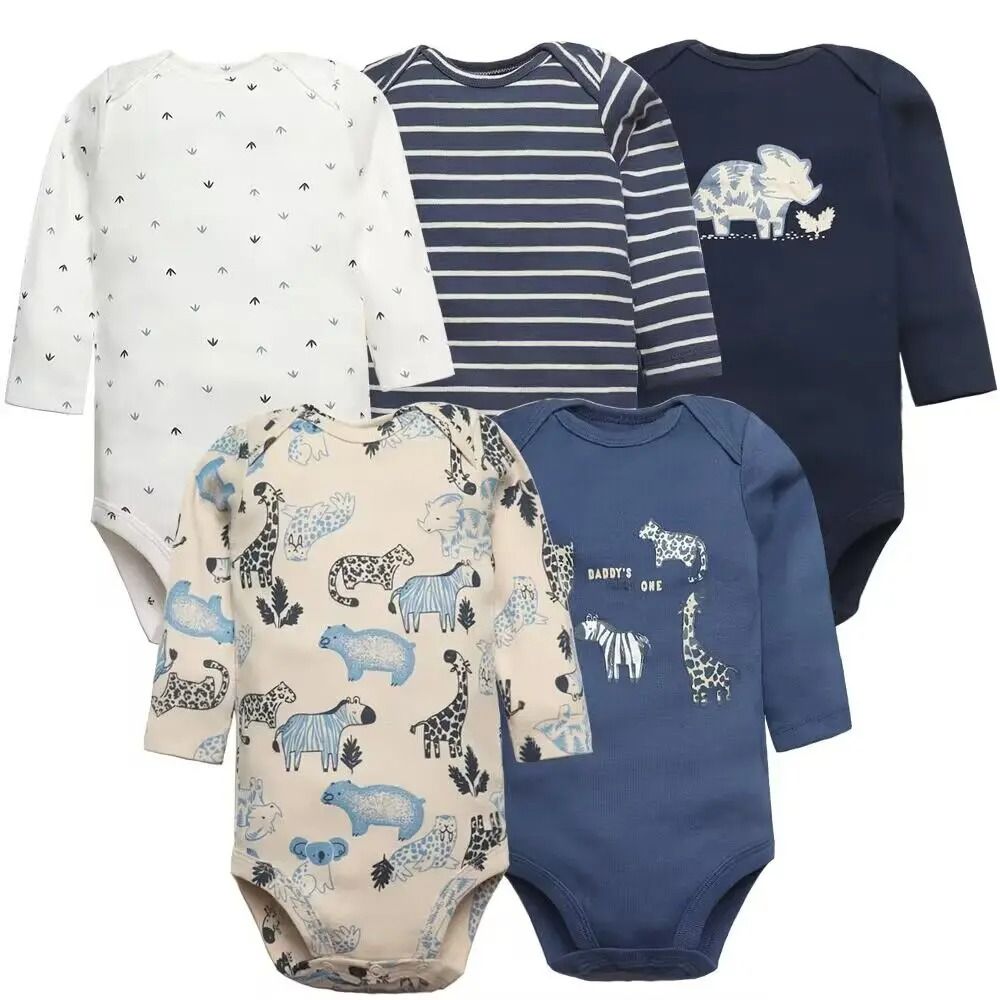 Newborn 5Pieces/Lot Baby Romper Cartoon Jumpsuits Whale Print 100% Cotton Girl Boy 0-24M Cute Baby Clothes Infant Jumpsuits