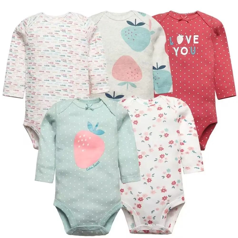 Newborn 5Pieces/Lot Baby Romper Cartoon Jumpsuits Whale Print 100% Cotton Girl Boy 0-24M Cute Baby Clothes Infant Jumpsuits