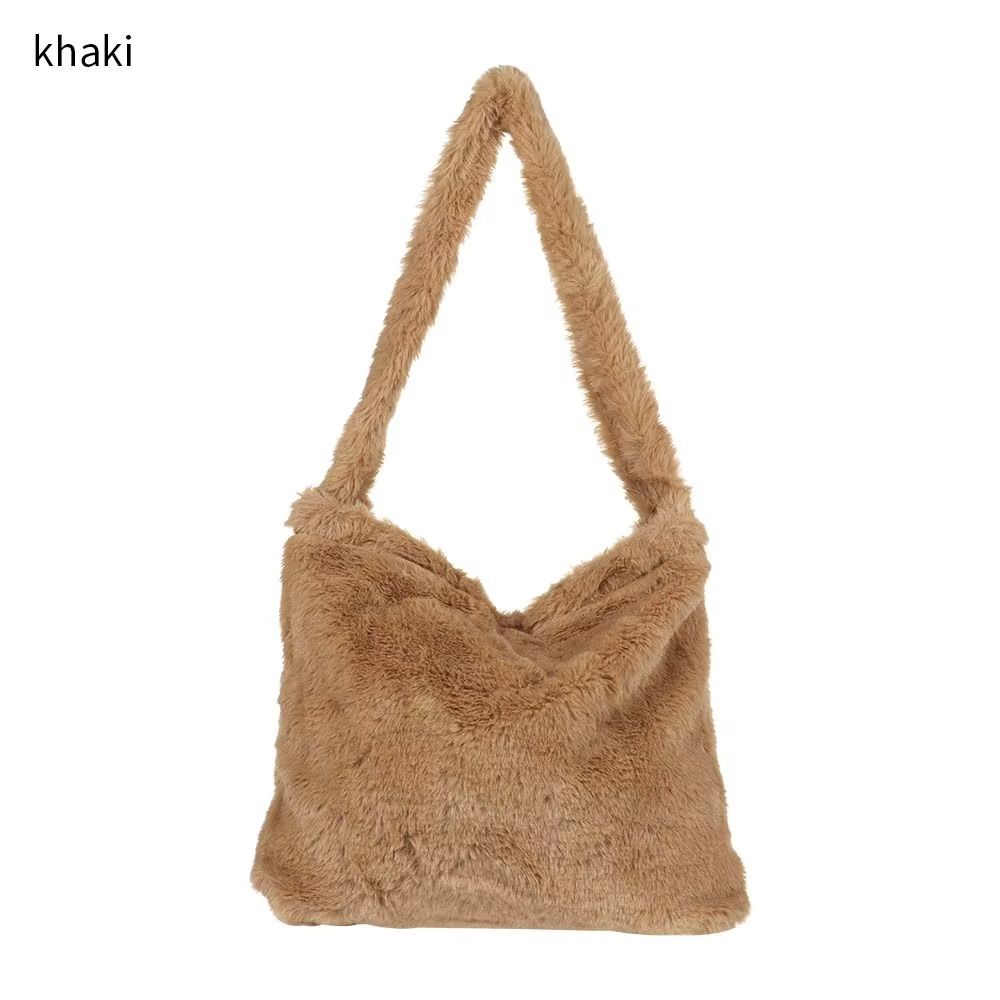 Fashion Plush Tote Shopping Bag Top-handle Bag Female Handbag Women Girls Fluffy Shoulder Bag
