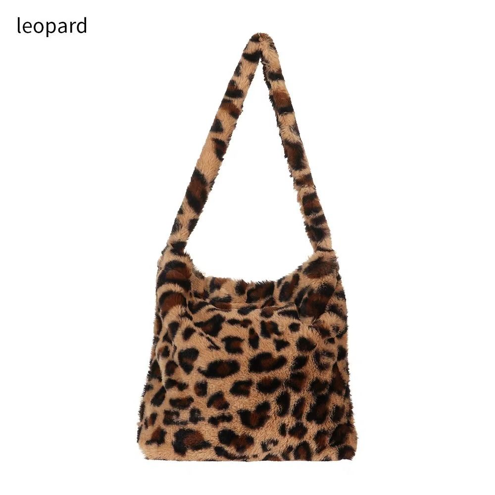 Fashion Plush Tote Shopping Bag Top-handle Bag Female Handbag Women Girls Fluffy Shoulder Bag