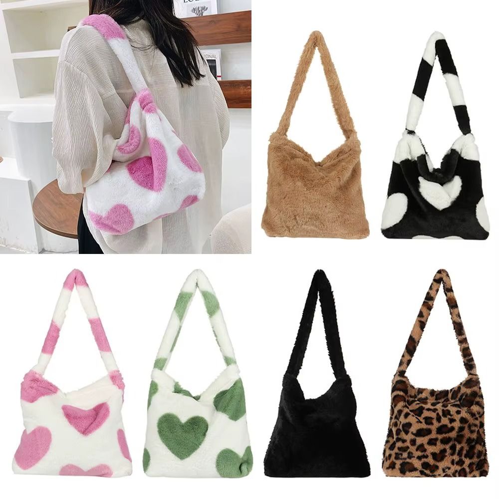 Fashion Plush Tote Shopping Bag Top-handle Bag Female Handbag Women Girls Fluffy Shoulder Bag