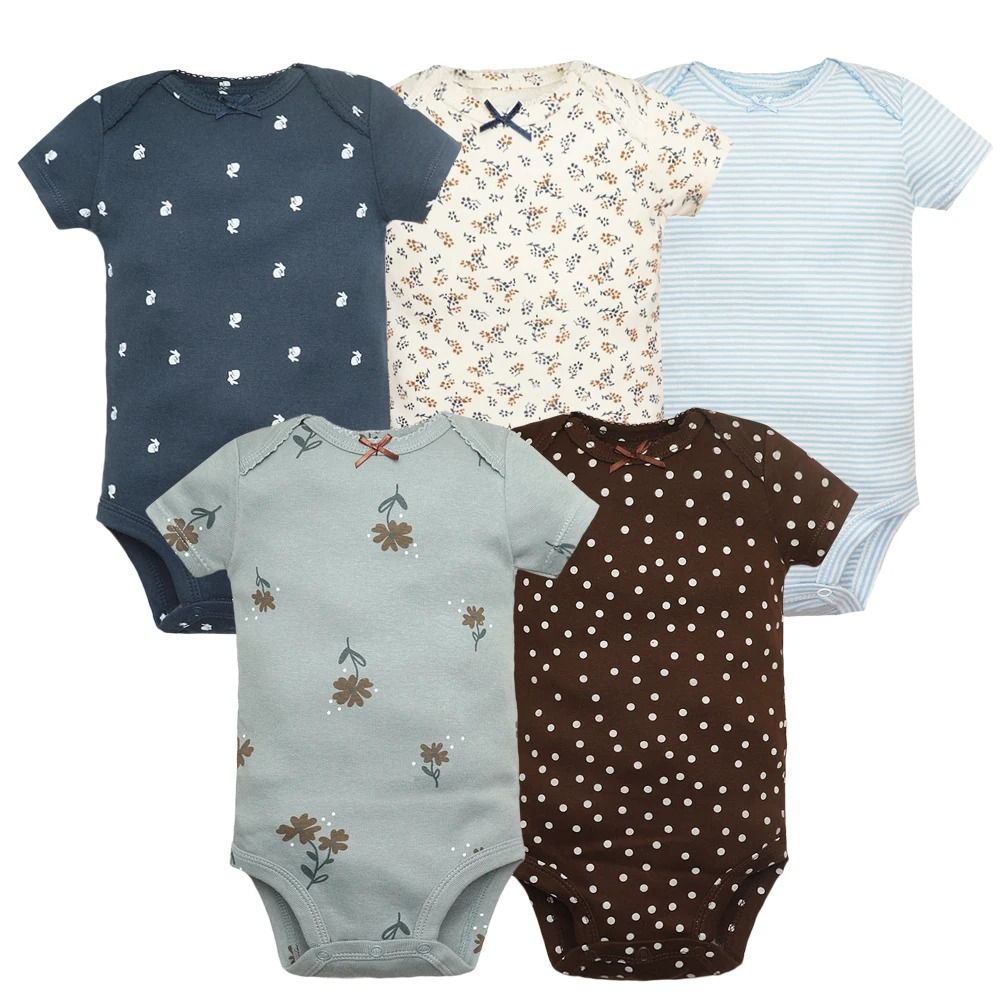 5PCS/Lot Baby Boys Girls Bodysuits 100% Cotton Short Sleeves Kids Clothes 6-24 Month Newborn Baby Clothing Bebe Jumpsuit