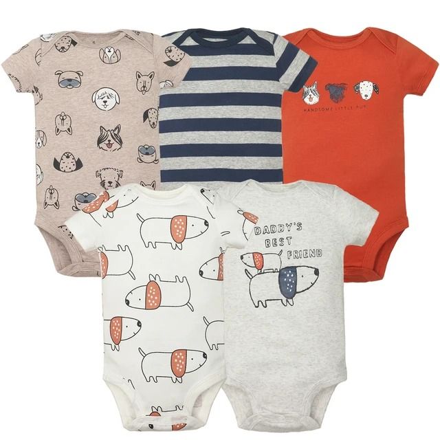 5PCS/Lot Baby Boys Girls Bodysuits 100% Cotton Short Sleeves Kids Clothes 6-24 Month Newborn Baby Clothing Bebe Jumpsuit