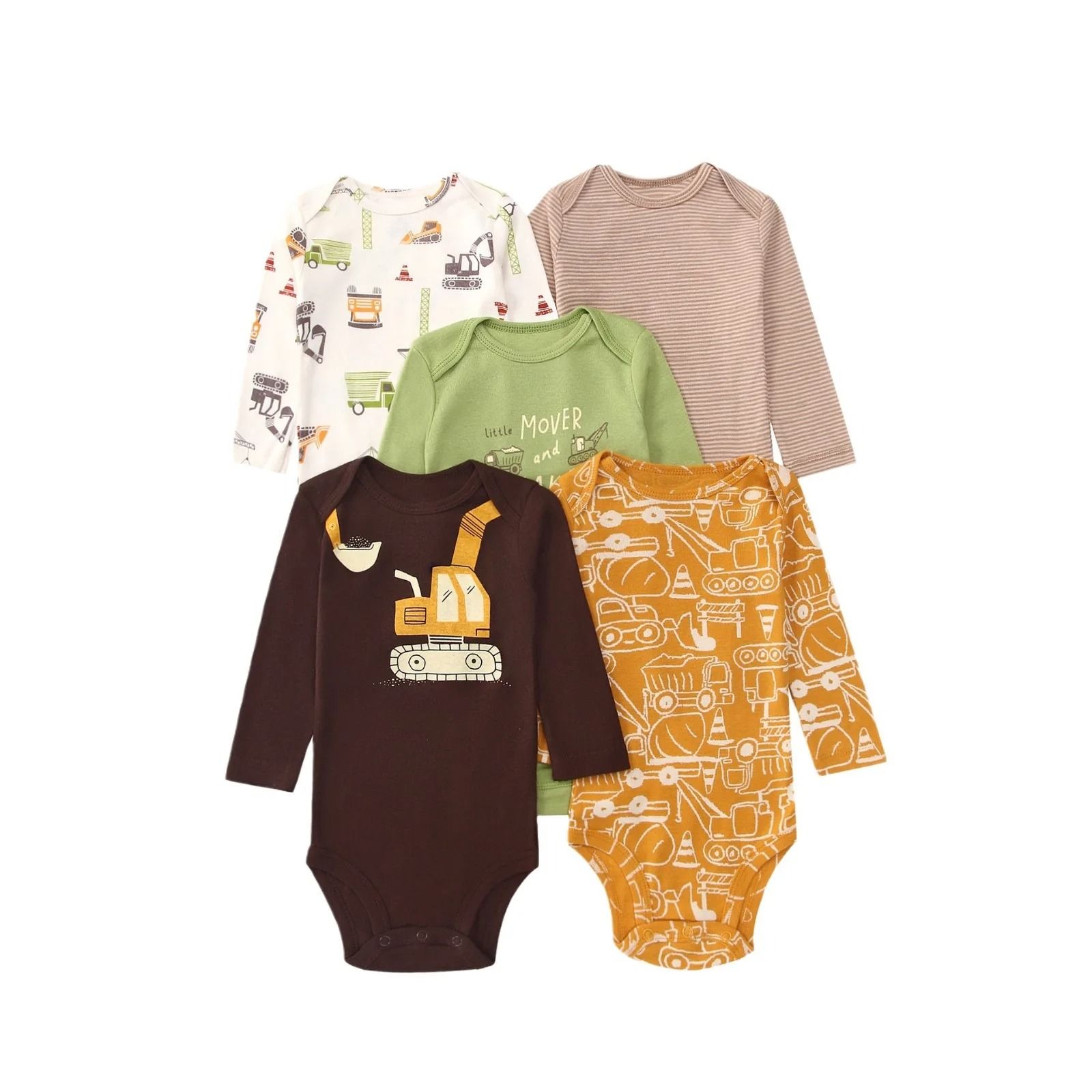 5pcs/lots Baby Boy Clothes Sets Newborn Cotton Romper Unisex Baby Girl Clothes Long Sleeve Cartoon Print Ropa Jumpsuits Clothes 6-24M