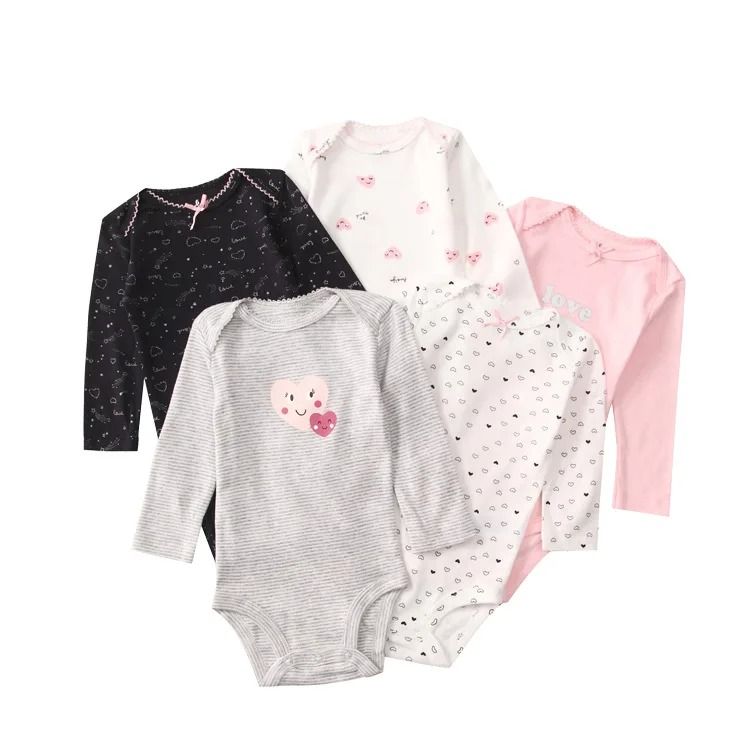 5PCS/set Fashion Baby Boys Clothes Cotton Soft Long Sleeve Autumn Boy Girls Bodysuit Newborn Toddler Body
