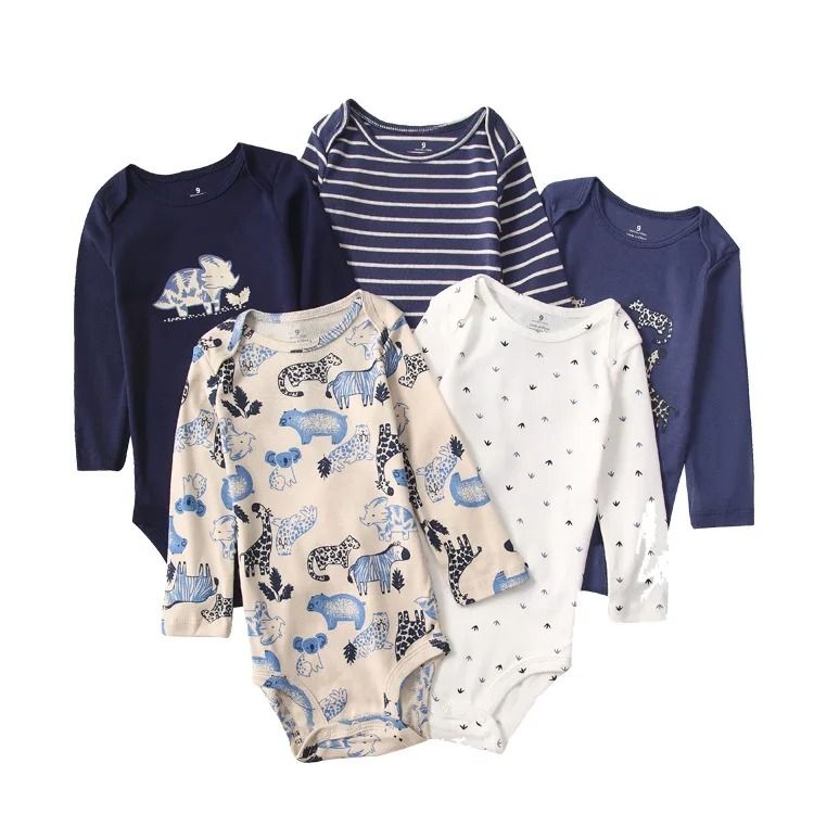 5PCS/set Fashion Baby Boys Clothes Cotton Soft Long Sleeve Autumn Boy Girls Bodysuit Newborn Toddler Body