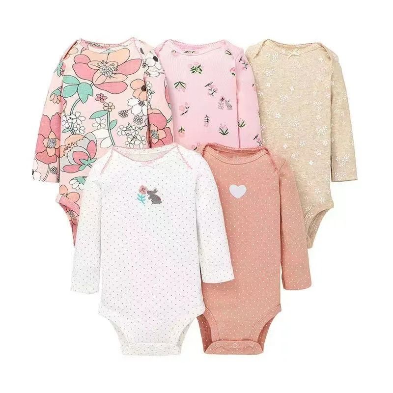 5PCS/set Fashion Baby Boys Clothes Cotton Soft Long Sleeve Autumn Boy Girls Bodysuit Newborn Toddler Body