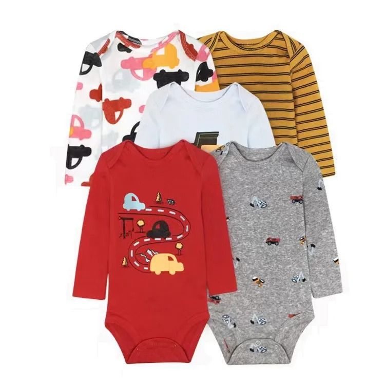5PCS/set Fashion Baby Boys Clothes Cotton Soft Long Sleeve Autumn Boy Girls Bodysuit Newborn Toddler Body