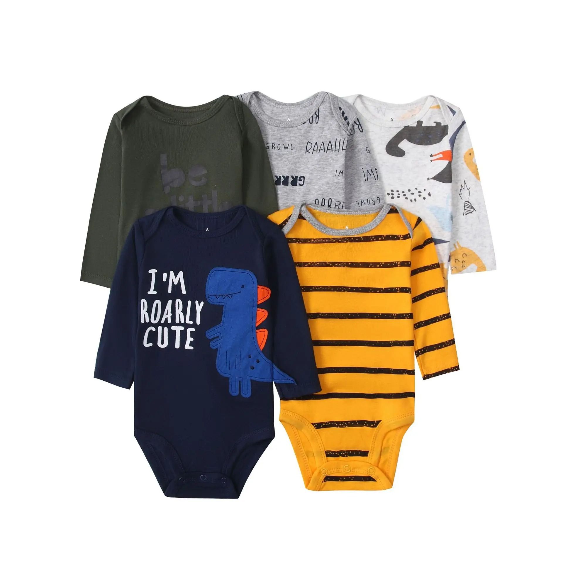 5PCS/set Fashion Baby Boys Clothes Cotton Soft Long Sleeve Autumn Boy Girls Bodysuit Newborn Toddler Body