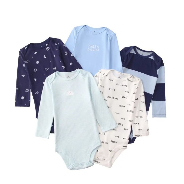 5 PCS/LOT Soft Cotton Baby Bodysuits Long Sleeve Newborn Baby Clothing Set Christmas Baby Girls Boys Clothes Infant Jumpsuit