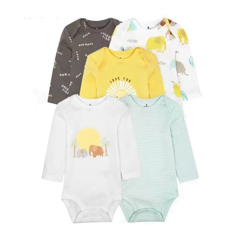 5 PCS/LOT Soft Cotton Baby Bodysuits Long Sleeve Newborn Baby Clothing Set Christmas Baby Girls Boys Clothes Infant Jumpsuit