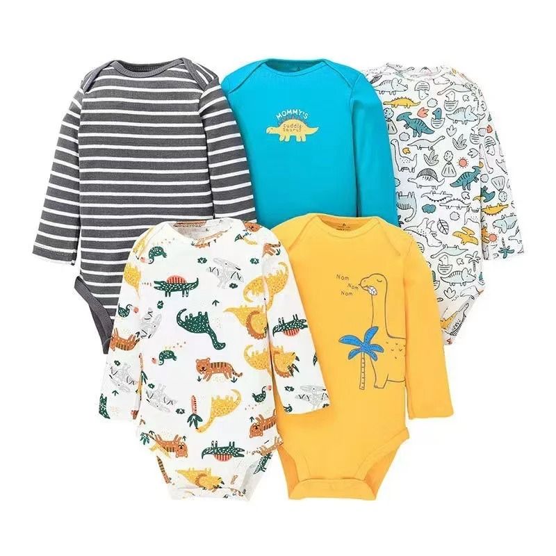 5 PCS/LOT Soft Cotton Baby Bodysuits Long Sleeve Newborn Baby Clothing Set Christmas Baby Girls Boys Clothes Infant Jumpsuit