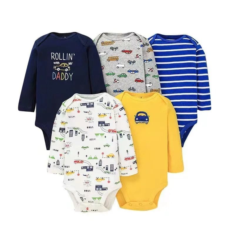 5 PCS/LOT Soft Cotton Baby Bodysuits Long Sleeve Newborn Baby Clothing Set Christmas Baby Girls Boys Clothes Infant Jumpsuit