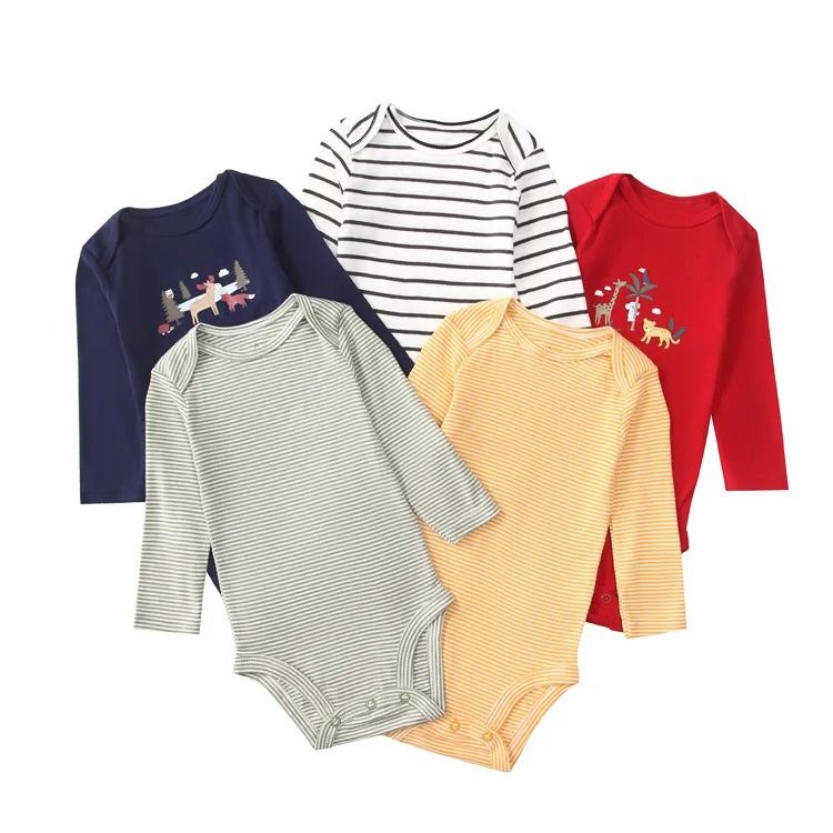 5pcs/Lots Cotton Newborn Baby Bodysuits Long Sleeve Newborn Baby Clothing Set Christmas Baby Girls Boys Clothes Infant Jumpsuit