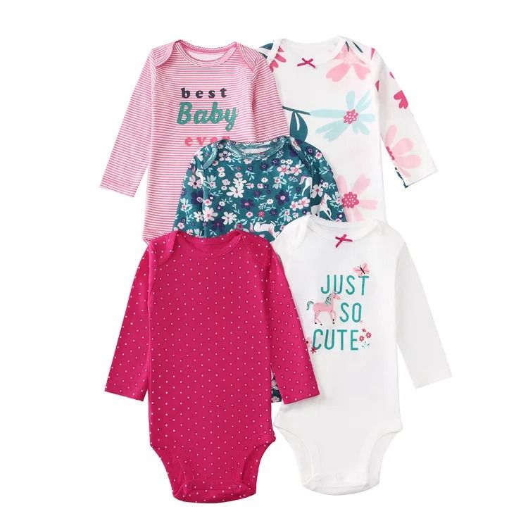 5pcs/Lots Cotton Newborn Baby Bodysuits Long Sleeve Newborn Baby Clothing Set Christmas Baby Girls Boys Clothes Infant Jumpsuit