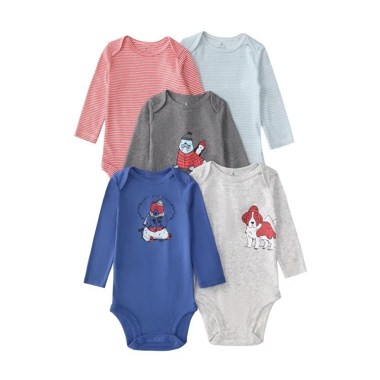 5pcs/Lots Cotton Newborn Baby Bodysuits Long Sleeve Newborn Baby Clothing Set Christmas Baby Girls Boys Clothes Infant Jumpsuit